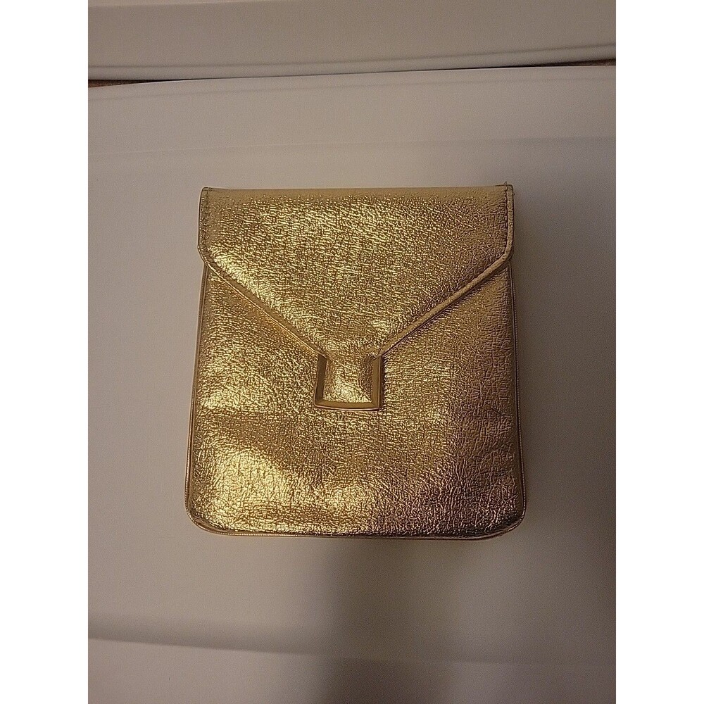 Vintage JR Florida USA Gold Sparkle Envelope Clutch Handbag Purse Glitter Prom